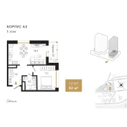 1-���������, ����� ���������� 3/1. ������, ����������, 43,5���.��., 5/22 ���� ����� � IV ��. 2026 ����
