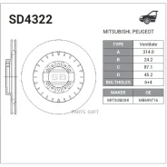 ���� ��������� ��������! Mitsubishi Pajero Sport 3.0 V6/2.5TD 98 Sangsin Brake SD4322 SD4322 ����