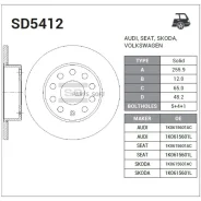 ���� ��������� (�����) Audi A3 03-13 / Skoda Octavia 04-13 Sangsin Brake SD5412, ������ SD5412 ����
