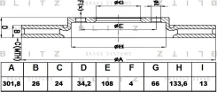 ���� ��������� ������������� ����� Peugeot 308 07- Blitz BS0405 BS0405 ����