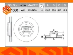���� ��������� Sangsin Brake SD1060 ��������, �����/������ SD1060 ����