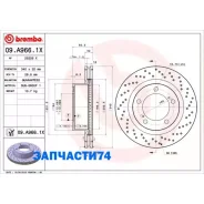 ���� ��������� ������ Lexus LX (URJ201) (11/07-) F / Toyota LAND Cruiser (VDJ20, UZJ20) (08/07-) F Brembo 09. A966.1X 09A9661X ����