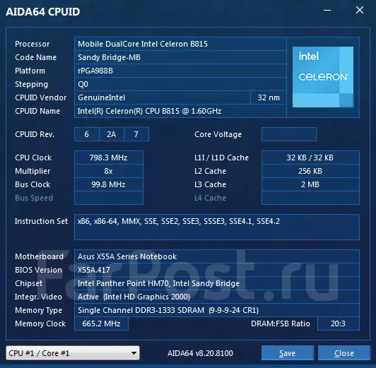 Intel Celeron B815 ����