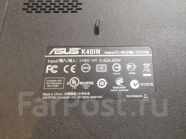 Asus K40IN. 15.4", 2,1����, ��� 2048 ��, ���� 250���, WiFi: 1, Bluetooth: 1 ����