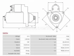 ������� Toyota Land Cruiser (J100, J200) 02-21 / Land Cruiser Prado 02-09 (2,2 kW/ Z=10) AS-PL S6054 S6054 ����