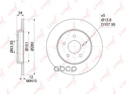 ���� ��������� ��������������� (280x12) | ��� | Ford Mondeo III 1.8-3.0 00-07 / Jaguar X-Type 2.0D-3.0 01-09 LYNXauto ���. BN1019 BN1019 ����