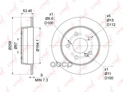 ���� ��������� ��������������� (258x9) | ��� | Mercedes-Benz 190(W201) 1.8-2.6 -93 / C180-280(W202) 93-00 / E200-300D(W124) -97 LYNXauto ���. BN1075 B...