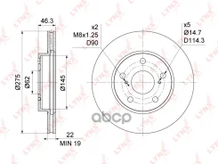 ���� ��������� ������������� (275x22) | ����� | Toyota Auris(E15) 1.33-1.8 07- / Corolla(E15, E18) 1.33-1.8 07- LYNXauto ���. BN1171 BN1171 ����