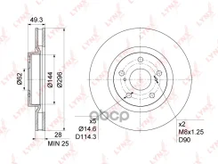 ���� ��������� ������������� (296x28) | ����� | Toyota Camry(V40/V50) 2.0-3.5 06- / Prius 1.8h 11- / RAV 4 III-IV 2.0-3.5 05-/ Lexus ES250-350 06- LYN...