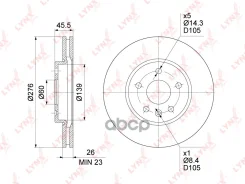 ���� ��������� ������������� (276x26) | ����� | Chevrolet Aveo (T300) 11- / Cruze 09- / Opel Astra J 09-15 (276x26) LYNXauto ���. BN1348 BN1348 ����