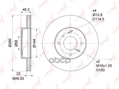 ���� ��������� ������������� (280x22) | ����� | Nissan Almera(N16) 1.5-2.2D 00- / Primera(P11) 1.6-2.0D 96-02 LYNXauto ���. BN1105 BN1105 ����