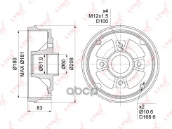 ������� ��������� | ��� | Renault Clio II (BB0/1/2, CB0/1/2_) 98-05 / Symbol / Thalia (LB0/1/2) 00-09 / Thalia II (LU1/2_) 08-13 [-ABS] (180x52) LYNXa...