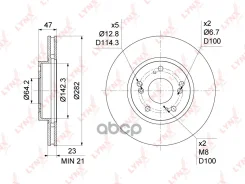 ���� ��������� ������������� (282x23) | ����� | Honda Accord VII 2.0-2.4 03-08 / Stepwagon 2.0 09-15 LYNXauto ���. BN1045 BN1045 ����