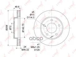 ���� ��������� ������������� (258x24) | ����� | Mazda 626(GE/F) 1.6-2.5 92-02 / Premacy(CP) 1.9-2.0D 99-05 / Xedos 6 1.6-2.0 92-99 LYNXauto ���. BN106...