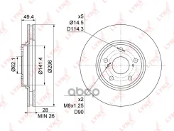 ���� ��������� ������������� (296x28) | ����� | Toyota Camry(V30) 2.4-3.0 01-06 / Harrier 2.2-3.0 97-03 LYNXauto ���. BN1176 BN1176 ����