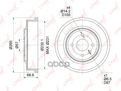 ������� ��������� | ��� | Opel Astra G 99-05 / Astra H 04-10 (230x50) LYNXauto ���. BM1139 BM1139 ����