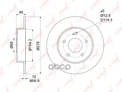 ���� ��������� ��������������� (278x10) | ��� | Nissan Primera(P11) 1.6-2.0D 96-02 LYNXauto ���. BN1102 BN1102 ����