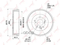 ������� ��������� | ��� | Toyota RAV4 (SXA1_) 96-00 / RAV4 (_A2_) 00-05 (228,5x55) LYNXauto ���. BM1185 BM1185 ����