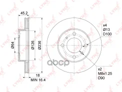���� ��������� ������������� (236x18) | ����� | Mitsubishi Carisma(DA) 1.6-1.9D 95-06 / Colt IV-V 1.3-1.8 92-03 / Lancer V-VI 1.3-2.0D 92-03 LYNXauto...