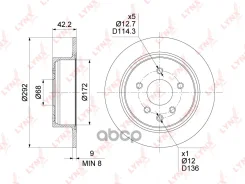 ���� ��������� ��������������� (292x9) | ��� | Nissan Qashqai (J10E) 07-13 / Juke (F15) 10- / Teana (J31, J32) 06-14 / Tiida 15- (292x9) LYNXauto ���....