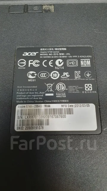 Acer Aspire 5749. 15.6", ��� 4 ��, ���� 320���, WiFi: 1, ����������� �� 1��. ����