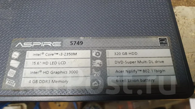 Acer Aspire 5749. 15.6", ��� 4 ��, ���� 320���, WiFi: 1, ����������� �� 1��. ����