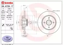 ���� ��������� � ������������ (�����) Citroen Berlingo (B9) 1.6 04.2008 - Peugeot Partner Tepee 1.6 04.2008 - Brembo 08A72917, ������ 08A72917 ����