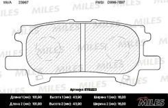������� ��������� ������ (��� �������) (����� Semi-Metallic) (Lexus RX300/RX330/RX350 0308/RX400H 0509) (TRW GDB3339) E110223 Miles E110223 E110223 ��...