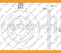 ���� ��������� /������ /TI-GUAR ��� Mitsubishi Pajero III 1999-2008 7# 8# 9#; D=300mm; �������=22mm; TG-MR418067; (RN1249 09. A450.10Brembo) DF7061S...
