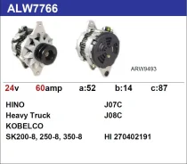 ��������� HINO 24V 60A HINO500 J08C, J08E, J07C 27040-2192, ALW7766LP / ALW7766SK (������ �����) (Krauf) [A] ALW7766LP ����