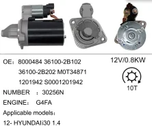 ������� ��� Hyundai i30 1.4 ��� G4FA 12v 0.8KW 10T (JLJ178) 361002B202 ����