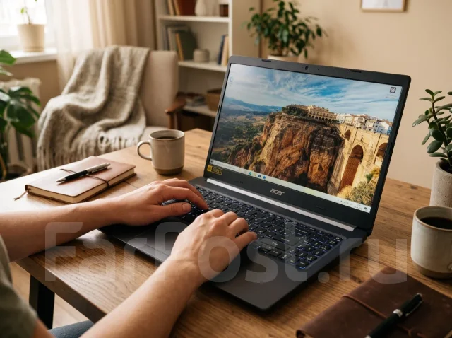 Acer Aspire. 15.6", 2,4����, ��� 8 ��, ���� 256���, WiFi: 1, Bluetooth: 1, ����������� �� 8��. ����