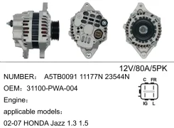 ��������� ��� Honda Jazz 1.3 1.5 � 2002 �� 2007 �. 12v 80A 5PK ������ �������� C FR IG L (JL409) 31100PWA004 ����