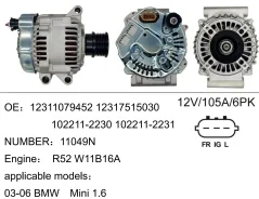 ��������� ��� BMW Mini 1.6 R52 ��� W11B16A � 2003 �� 2006 �. 12V 105A 6PK ��� �������� FR IG L (JLJA057) 12311079452 ����
