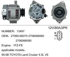��������� ��� Toyota Land Cruiser 4.5L ��� 1FZFE � 1995 �� 1998 �. 12v 80A 2PK ��� �������� S IG L (JL614) 2706066070 ����