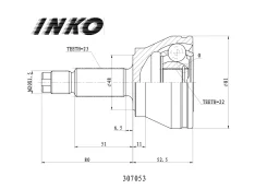 ���� ������� 23/22 (�������) FORD Courier (F3L, F5L) 1.3 (44 kW) 1991.09- INKO 307053, �������� 307053 ����