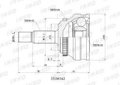 ���� �������22/30 ABS 96 (�������) AUDI 80 (89, 89Q, 8A, B3) 1986.10- INKO 331043A2, �������� 331043A2 ����