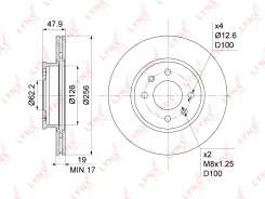 ���� ��������� �����. [256x19] Hyundai Getz 1.1-1.6 02-10 Huyndai Getz 1.1-1.6 02-10 Lynxauto BN1054 BN1054 ����