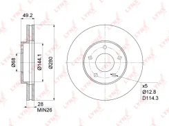 ���� ��������� �����. [280x28] Nissan Primera(P12) 1.6-2.5 02- / X-Trail(T30) 2.0-2.5 01- / Maxima(A33) 2.0-3.0 00-03 / Almera Tino 1.8-2.2D 00- Nissa...