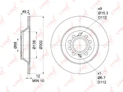 ���� ��������� ������ (302x12) Audi A6 2.0-4.2 04-11 AUDI A6 2.0-4.2 04-11 Lynxauto BN1192 BN1192 ����