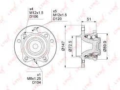 ������� ������ (�������) BMW 1 (E81) 04-12 / BMW 3 (E90) 04-12 / BMW X1 08- [+ABS] Lynxauto WH1238, �������� WH1238 ����