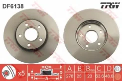 ����. ���� ���. ����. [278x25mm] 5 ���. FORD C-MAX II 2010, Focus III 2011 FORD C-Max II 1.0-1.6 12.10-/ Focus III 1.0-1.6 04.11- TRW DF6138 DF6138 ��...