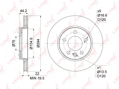 ���� ��������� ������������� (294x22) (�����) VW Transporter V-VI 1.9D-3.2 03- Lynxauto BN1211, ������ BN1211 ����