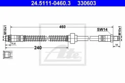 ����� ��������� ������. [460mm] Citroen Berlingo 99-/C2/C3 02-/Xsara 97-05/ZX 96-97, Peugeot 1007 07-/Partner 00- ATE 24511104603 ����