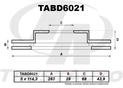 ��������� ���� TA TABD6021 FR Serena C25 05-10/Serena C26 10-/LEAF ZE0 10-13/E-NV200 ME0M 14-, ������ �������� TABD6021 ����