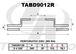 ��������� ���� TA TABD9012R RR RH LAND Cruiser UZJ/VDJ200/URJ202 07-12/Lexus LX570 URJ201 07-, ������ ������ TABD9012R ����