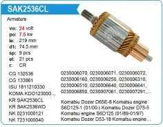 ����� ��������(�����) Isuzu 6PD, DH100, Komatsu Dozer D65E-8, S6D125 24V Krauf SAK2536CL ����