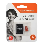 ����� ������ microSD 32GB Class10 UHS-I (U3) 80 ��/��� V30 � ���������, GoPower 00-00025679 ����