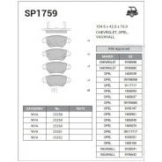 ������� ���������, ������ OPEL Zafira A (1999-2005)/ Astra II G (1998-2004) Sangsin Brake SP1759 Sangsin Brake SP1759 SP1759 ����