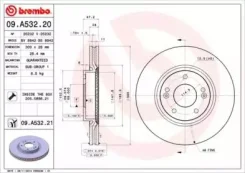 ���� ��������� �������� Hyundai i30 1.6/2.0/1.6D/2.0D 07 09. A532.20 Brembo 09A53220 09A53220 ����